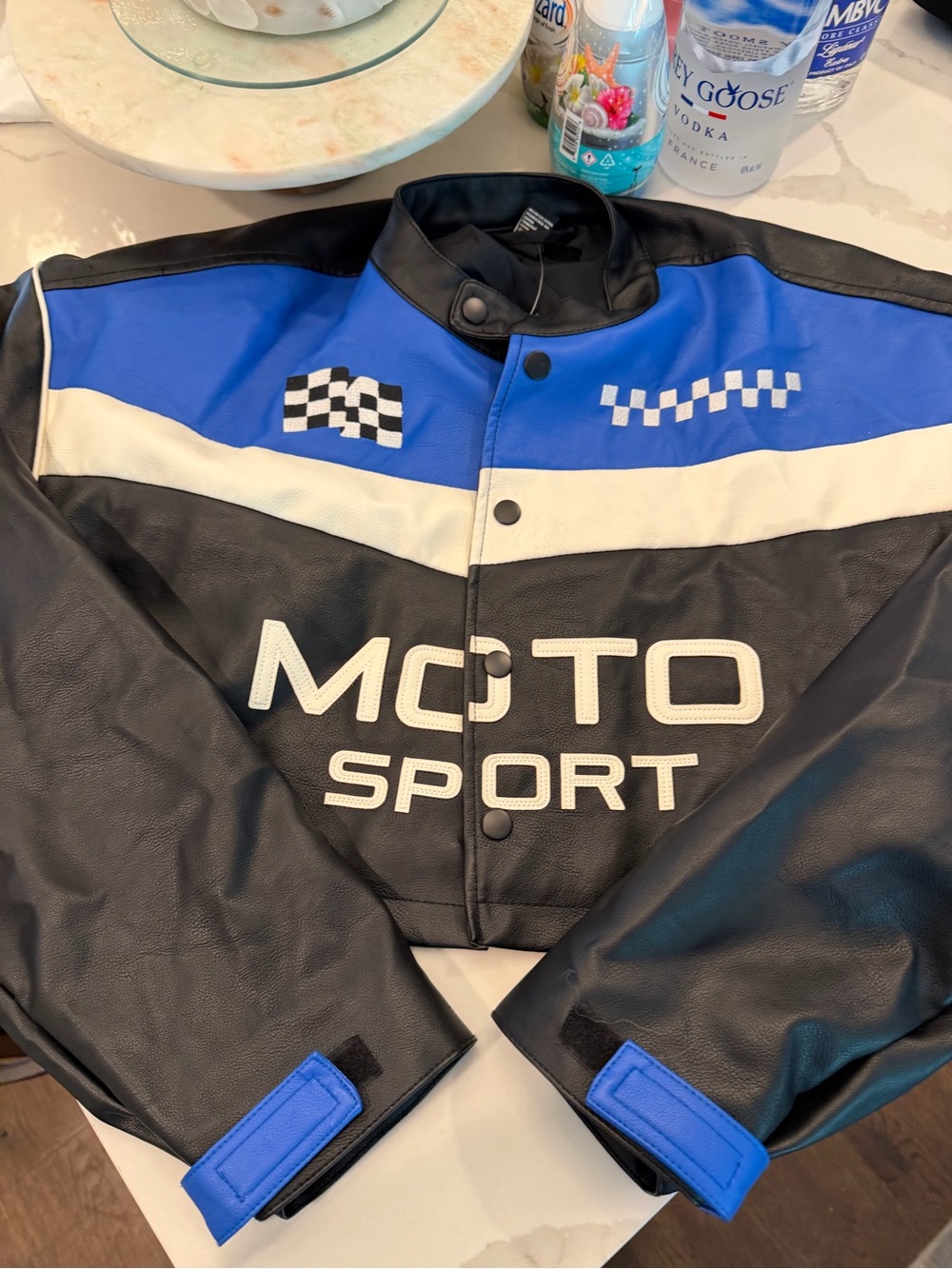 Forever 21 Blue and Black Racing Moto Jacket
